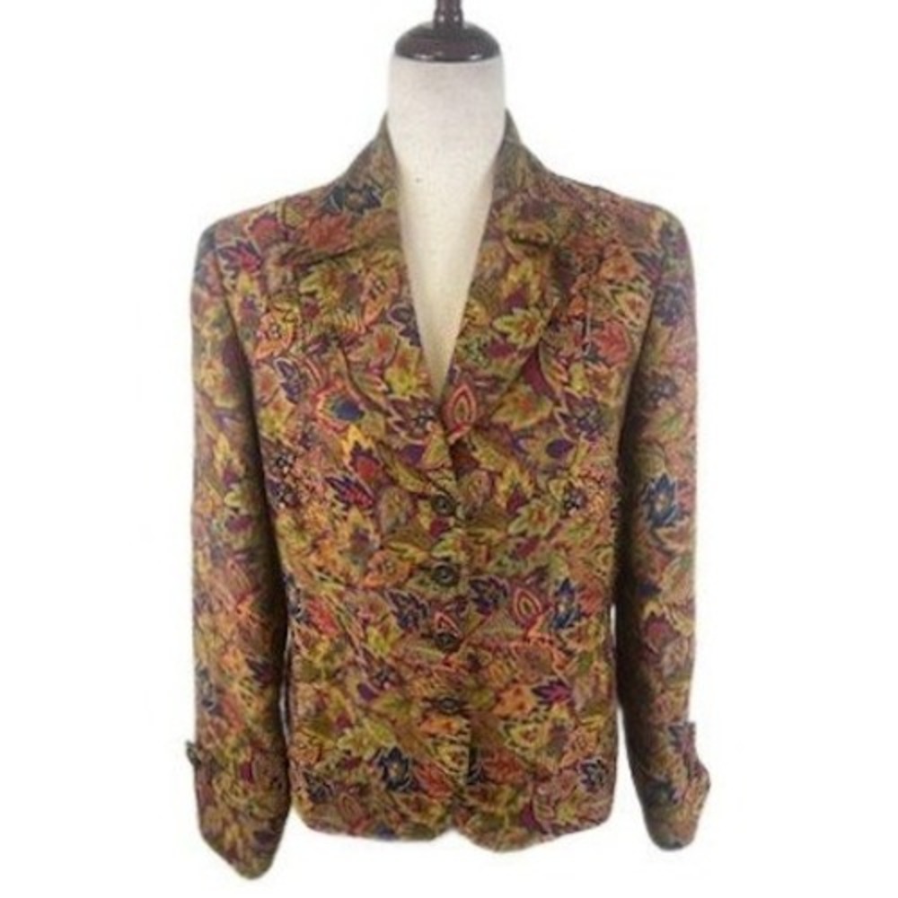 Y2K Juliana Collezione Floral Tapestry Brocade Blazer Jacket Top‎ USA Size 8